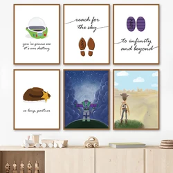 Toy Story Art Prints Buzz Lightyear Woody Cowboy Hat Canvas Painting Classic Cartoon Movie Poster Wall Pictures Kids Room Decor