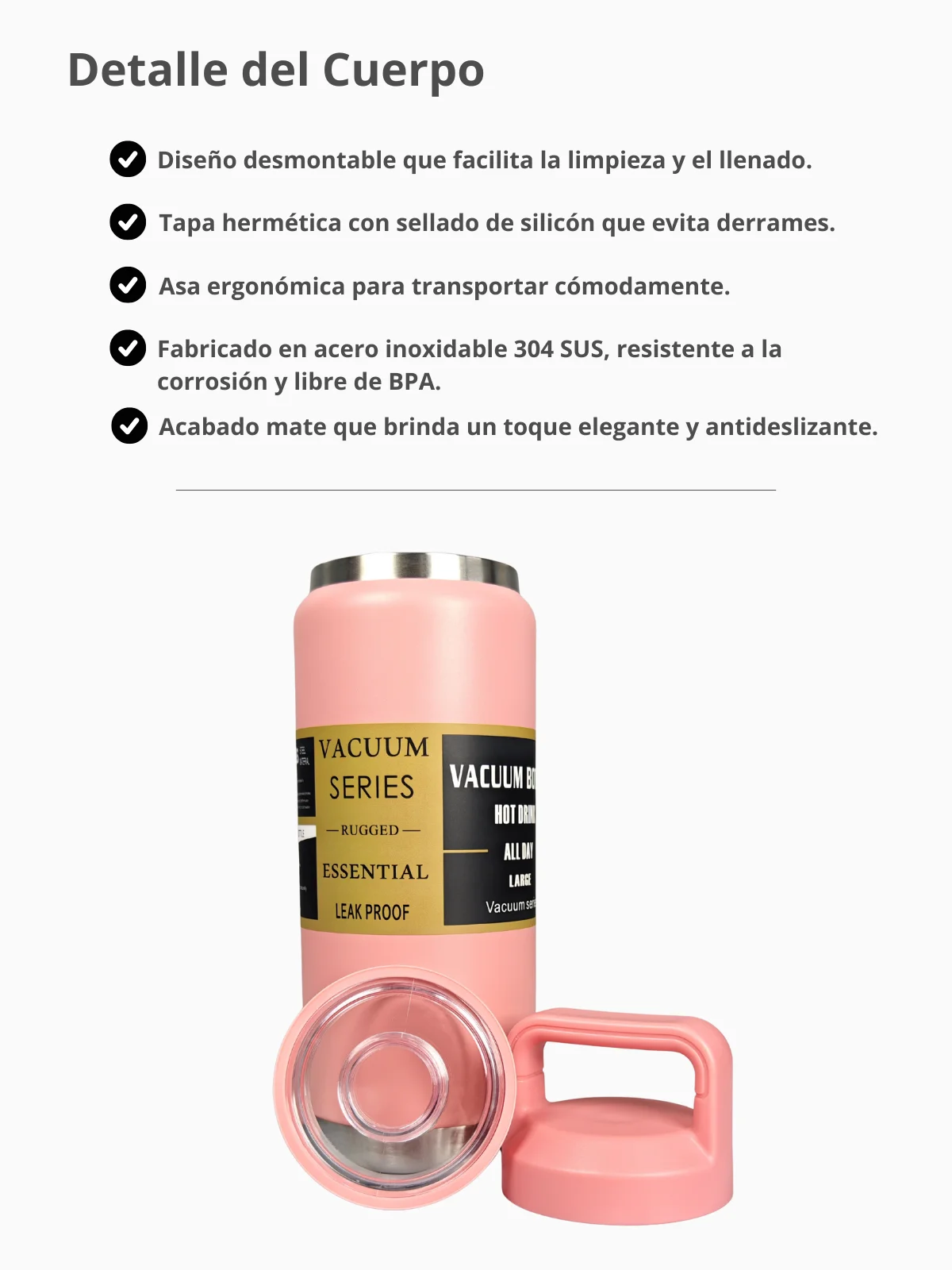 زجاجة حرارية من الفولاذ المقاوم للصدأ سعة 800 مل Fab-14 304 مع فوهة للشرب، ومقبض مريح وإغلاق مانع للتسرب، وعزل مكنسة كهربائية مزدوج الجدار، خالية من مادة Bpa، مثالية للقهوة أو الماء أو الشاي أو العصير #5