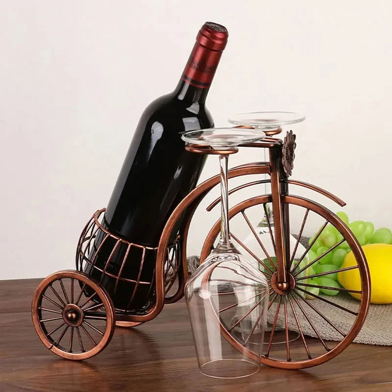 AliExpress NUBECOM Retro Carriage Bike Wine Rack Hanging Wine Glass Holder Bar Dining Table Decor Wine Bottle Display Rack Wine Organizer
