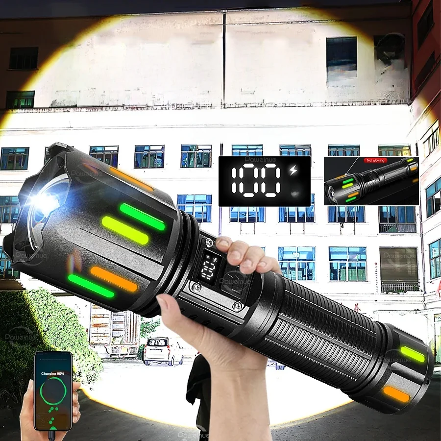 Nouvelle lampe de poche LED haute puissance 50000000LM, torche Super brillante, longue portée 3000M, lanterne tactique, lampe de Camping et de pêche