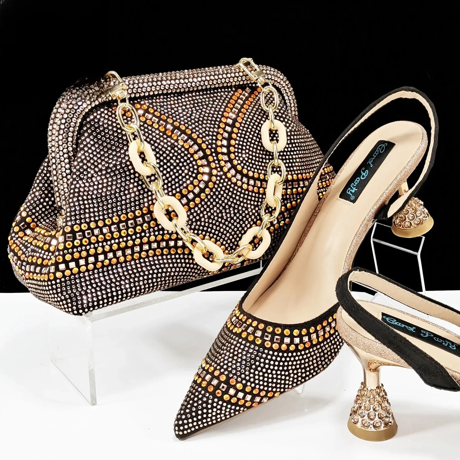 QSGDavid-Escarpins et sac italiens pour femmes, style INS, biscuits pointus, talons hauts élégants, coin champagne, fête, nouveau, 2024