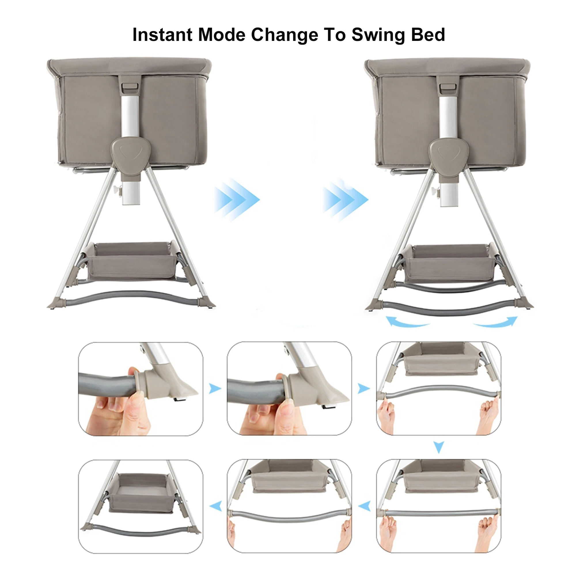 Culla a dondolo Spedizione gratuita Baby accanto al letto Culla pieghevole rosa per neonato Culla portatile per neonato Co-sleeper 0-6M