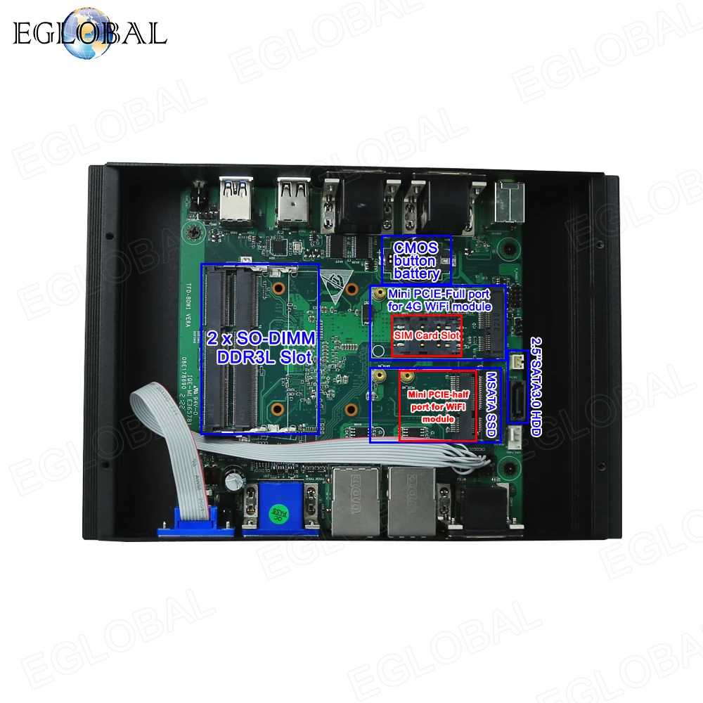 Eglobal przemysłowa bez wentylatora Mini PC Computor Core i5 i7-4578u 2xIntel i211 2.5G sieci lan 6COM VGA HDMI cienki klient małe komputerów stacjonarnych