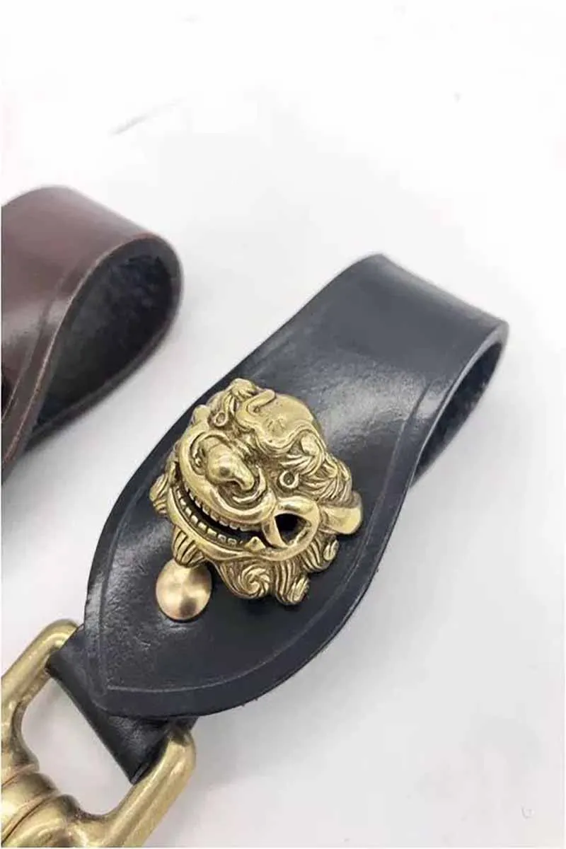 Brass Leather knife Sword Hooking Keychains Vintage Unisex Belt buckle Hanfu Armor Accessories Sword Hooking