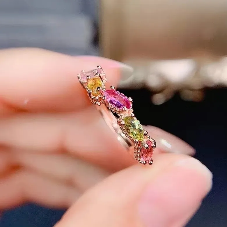 KJJEAXCMY gioielleria raffinata argento sterling 925 intarsiato tormalina naturale donne particolare moda stile cinese anello con gemma supporto detec