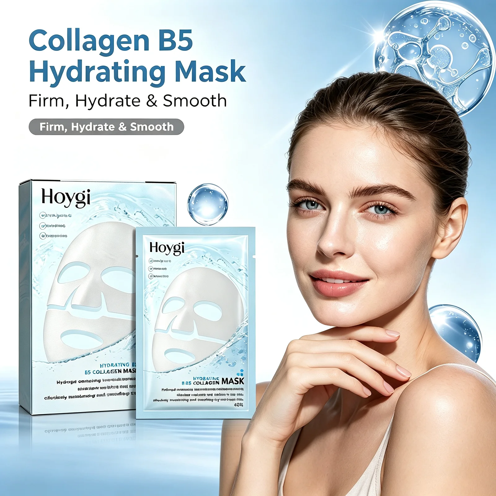 Collagen B5 Hydrating Face Mask Improve Elasticity Firm Skin Reduce Fine Lines Deep Moisture Soothing Repair Long Lasting Hydration Facial Mask