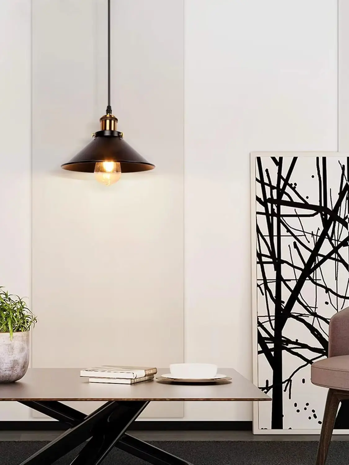 Schwarze Vintage Retro Pendelleuchte Eisen Loft Regenschirm Küche Bar Anhänger Deckenleuchte für Wohnzimmer Esszimmer