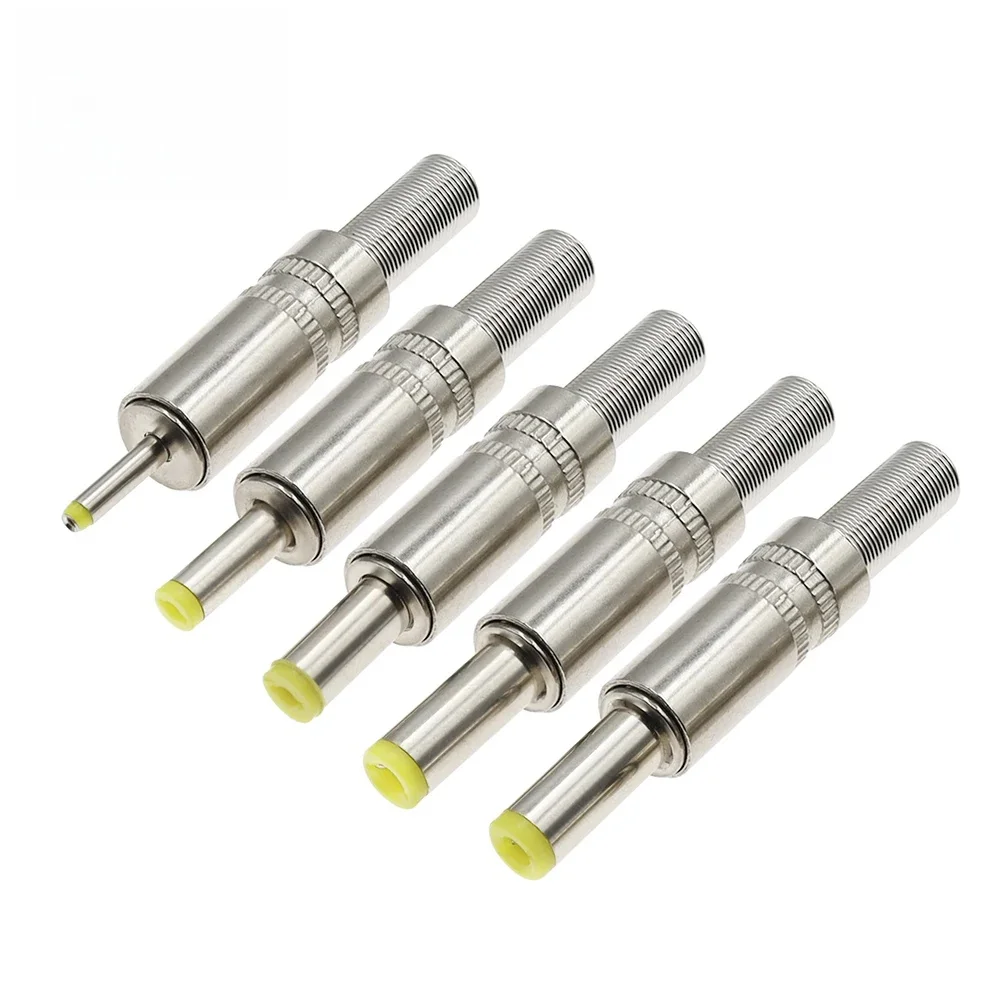 5 pièces 5.5X2.5MM 5.5*2.1mm 4.8*1.7mm prise d'alimentation cc prise mâle adaptateur de connecteur en métal avec tête jaune 4.0*1.7 2.5*0.7mm