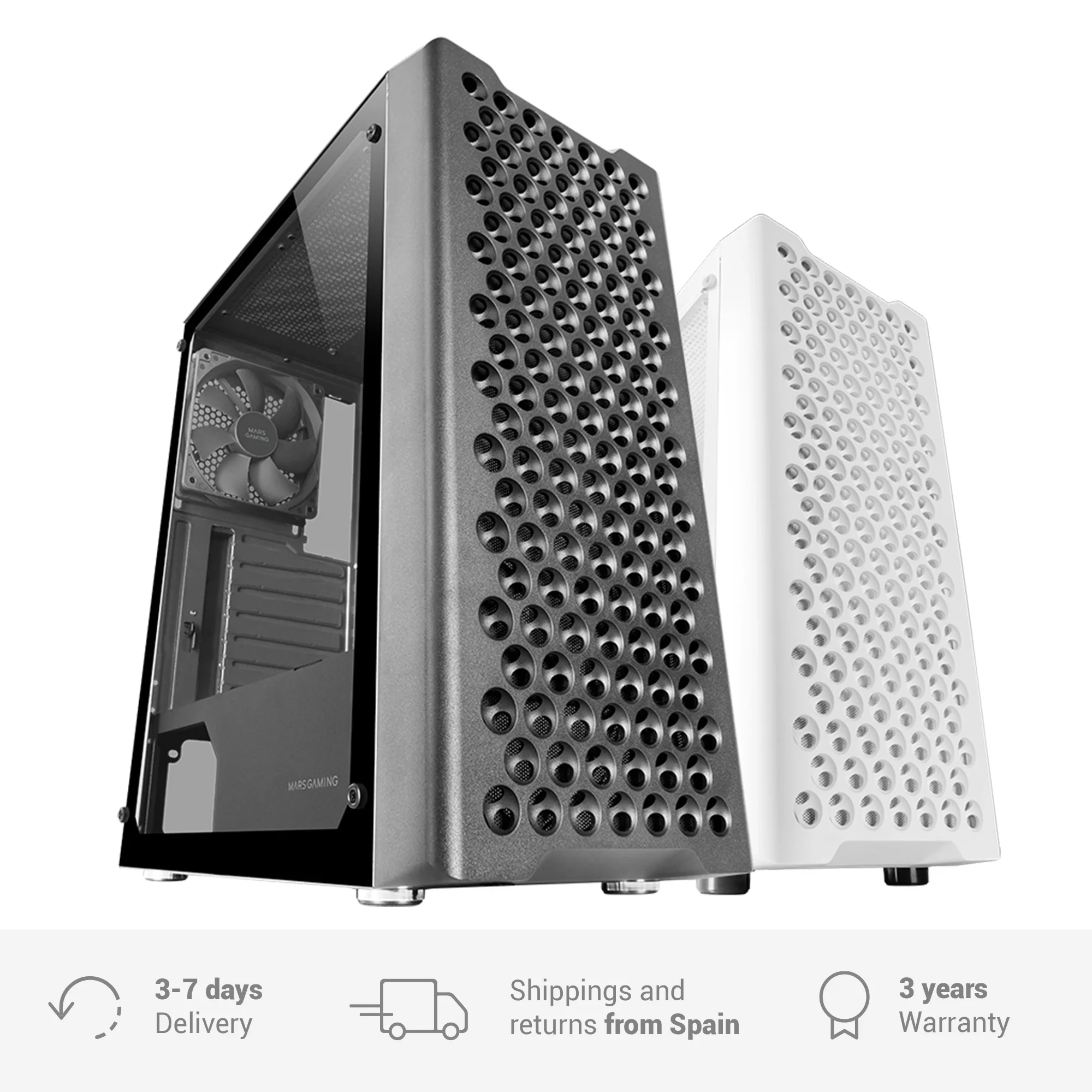 MC-iPro MC Gaming professional ATX box 3D mesh front grille side window tempered glass 12cm FDB fan ultra-lustrous PC box with liquid cooling stand, black or white half-loop PC