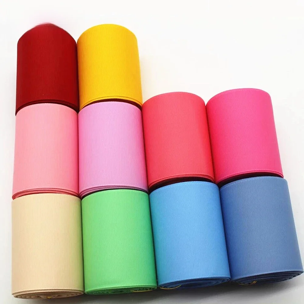 10 Yards 9mm / 25mm38mm / 50mm / 75mm ruban de couleur unie bricolage à la main cadeau paquet tête Bow grosgrain ruban artisanat Mix