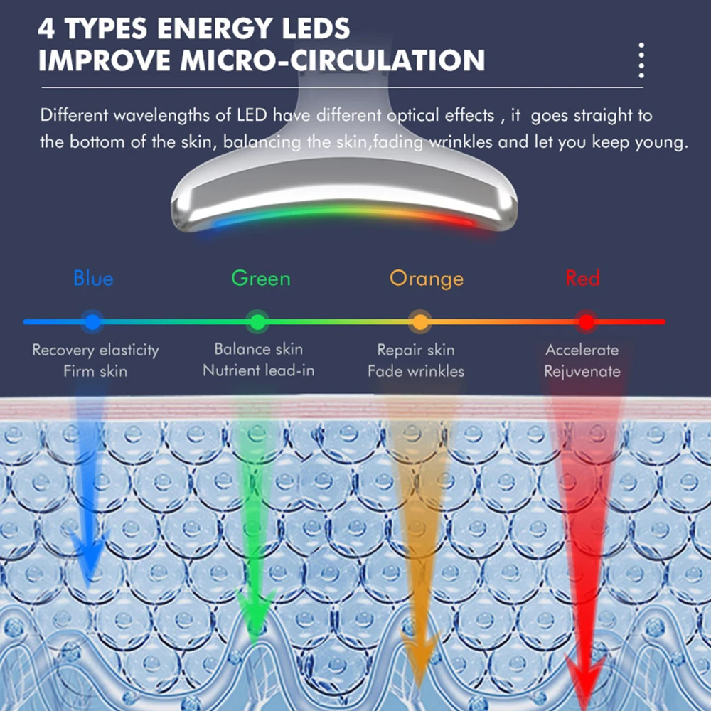 Massaggiatore per il sollevamento del viso del collo dispositivo di rimozione del doppio mento antirughe 4 terapia a LED EMS pelle stringere il dispositivo di bellezza del collo con impacco caldo di ghiaccio