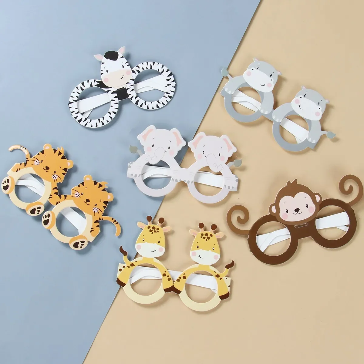Jungle Animal Party Decor Papierowe okulary Jungle Birthday Party Decor Kids Baby Shower Wild One 1st Birthday Safari Party Supplies — zdjęcie 2