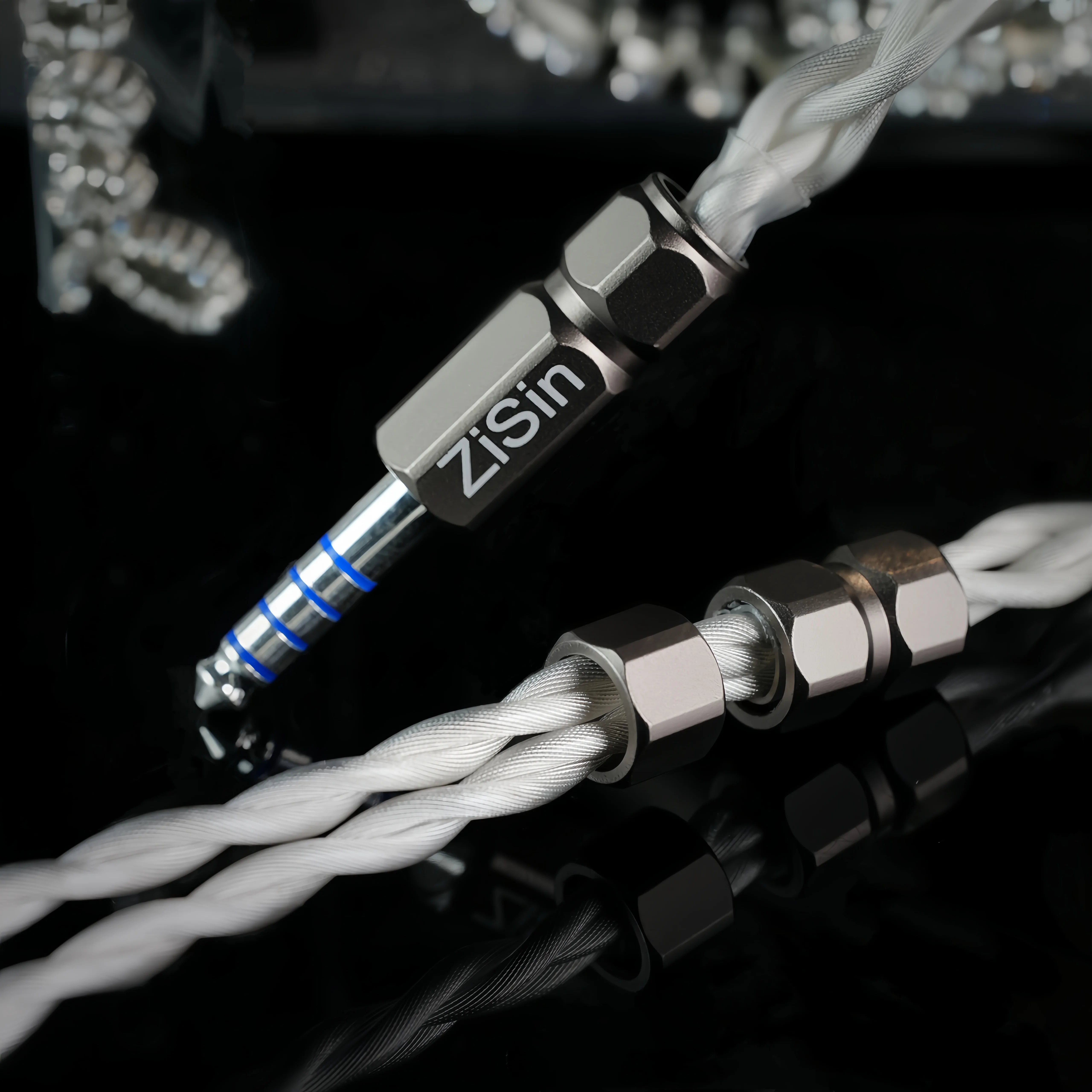 ZiSin-341 IEM-Kabel, 4,4 mm versilberter Stecker, kompatibel mit MMCX/Dual 3,5 mm, geeignet für MOONDROP X Crinacle DUSK IEM – Detail 19