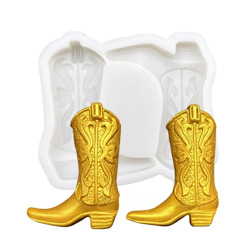 Moule en silicone Bottes de cowboy pour Sugarcraft, Moule à cupcakes, Outils de décoration de gâteaux en fondant, Outils pour la résine