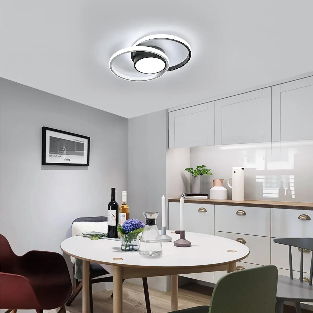 Moderne Chrom-Deckenleuchten LED, doppelte runde LED-Deckenleuchten für Flur, Gang, Eingang, Schlafzimmer, Küche, Wohnzimmer – Detail 5