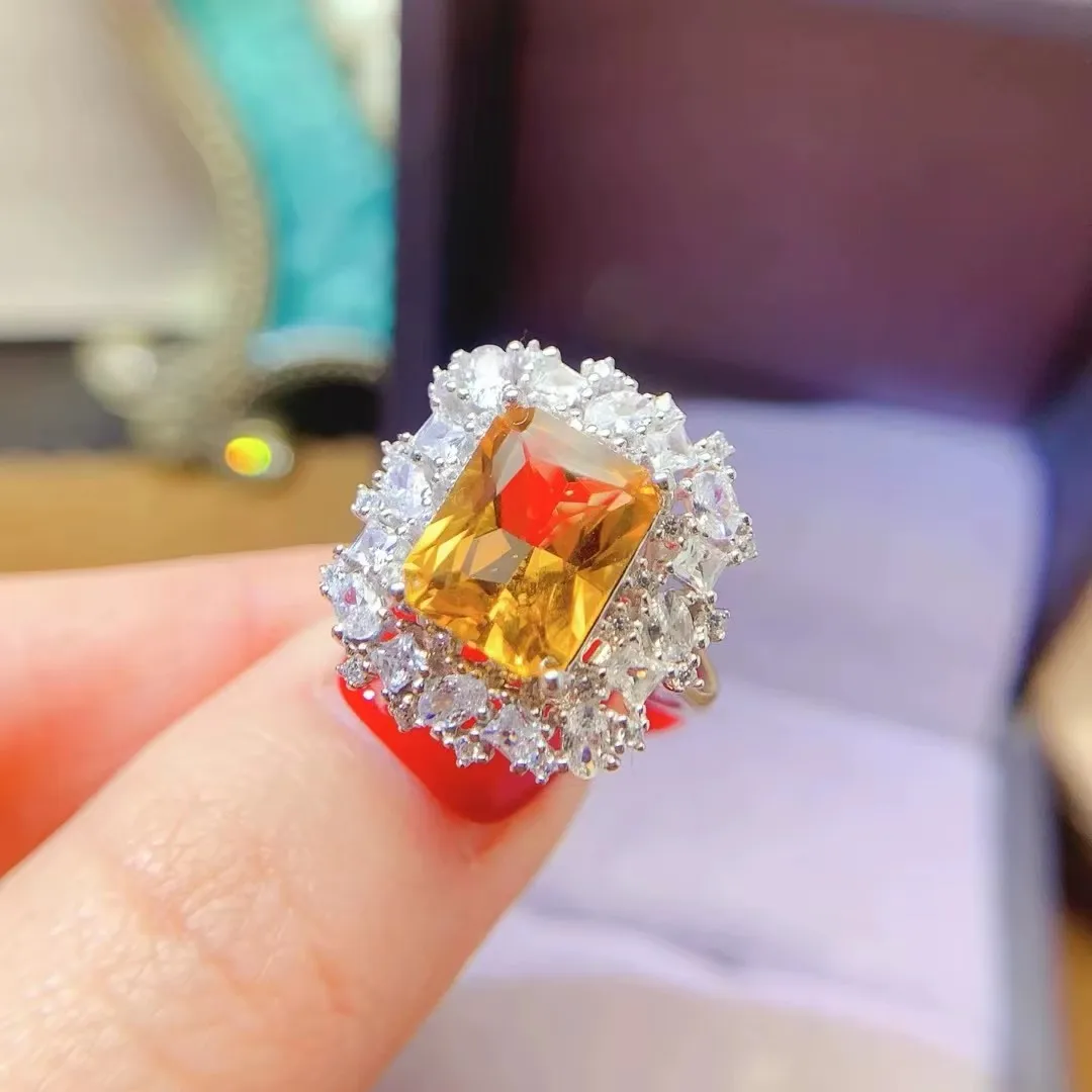 

KJJEAXCMY Natural Topaz Ring for Women S925 Silver Natural Huang Shuijing Jewelry give your girlfriend a birthday party gift