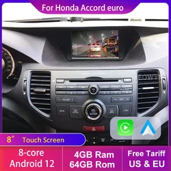 For Acura TSX for Honda Accord Cu1 Euro 8 2009~2013 Android Multimedia Player Car Radio GPS Touch Screen Apple Carplay Auto