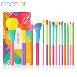 Docolor-Ensemble de pinceaux de maquillage colorés, pour fond de teint, poudre, mélange , outil de beauté,Professionnel Super doux détail Blush surligneur fond de teint correcteur fard à paupières pinceau