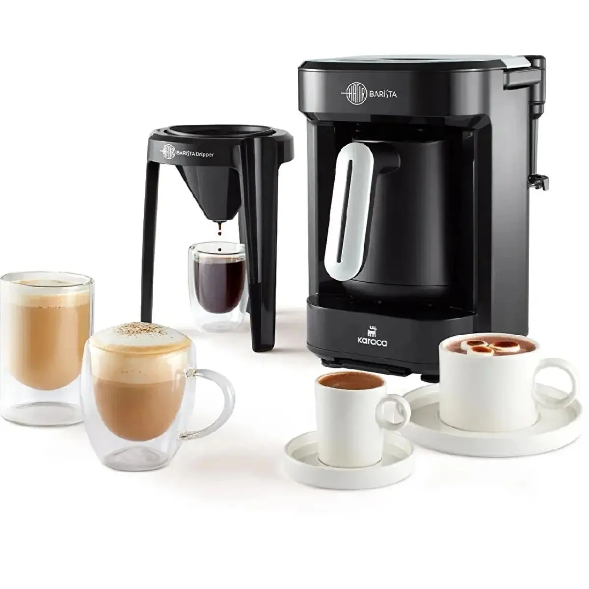 Barista Cappuccino and Turkish Coffee Machine, 5 Cups Automatic Coffee Maker Stainless Steel Inside 220V 735W