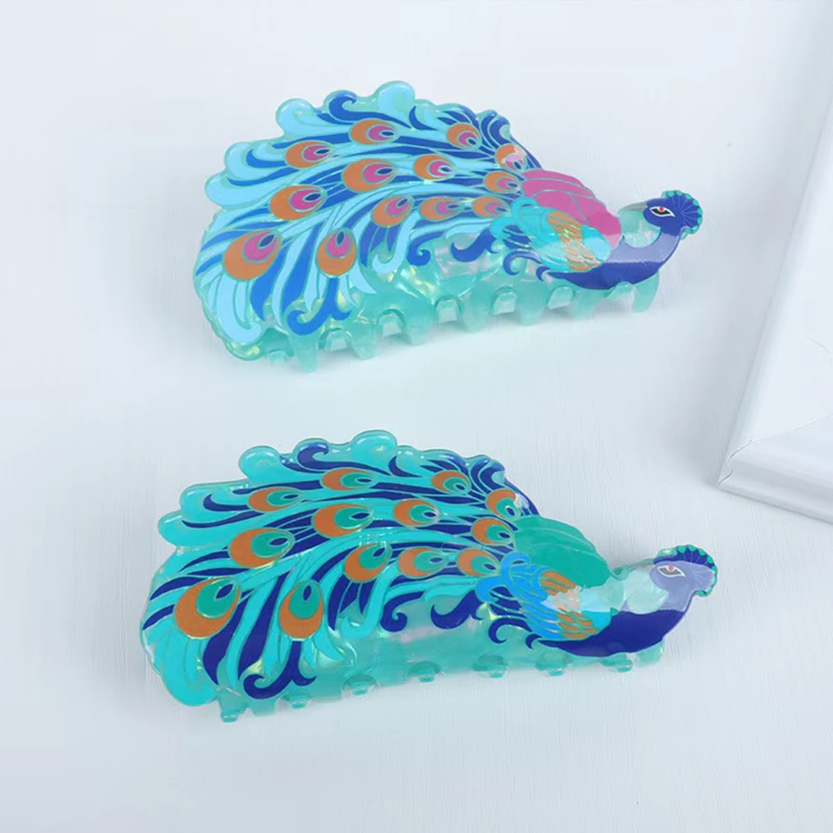 1pc High-grade Peacock Shape Hairpin Imitation Acetate Clip Cartoon Animal Shark Clip Hair Ornament Headdress