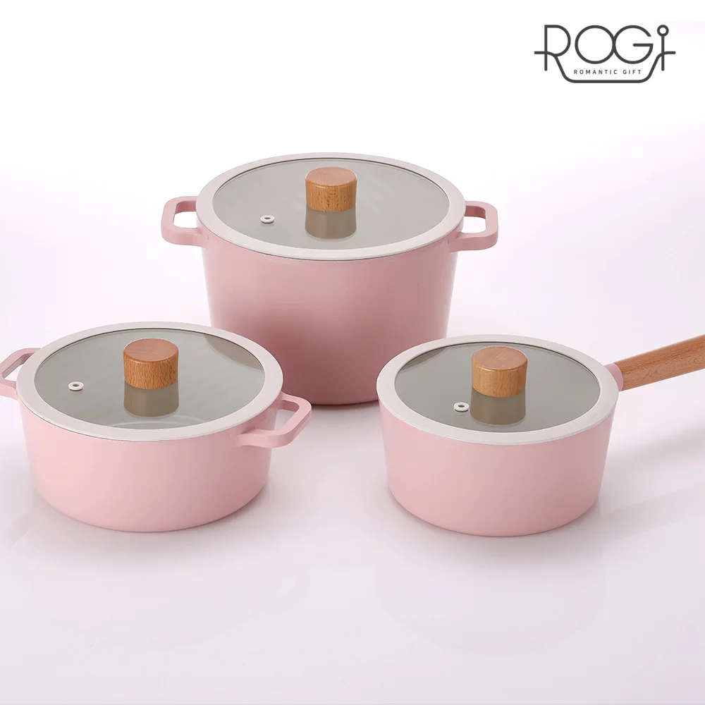 Rogi Colo IH Rosha 3-Piece Set C Ramen Pot Induction Small Pot Kitchenware Cookware Pot Set Stockpot for Bone Broth