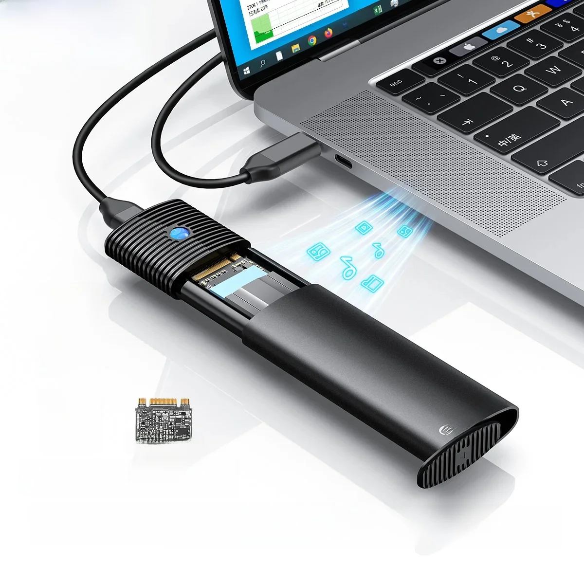 ORICO M2 SSD Enclosure NVMe NGFF 10Gbps PCIe M.2 SSD Case Portable USB C 3.2Gen2 Tool Free External Adapter with Metal Heat Sink