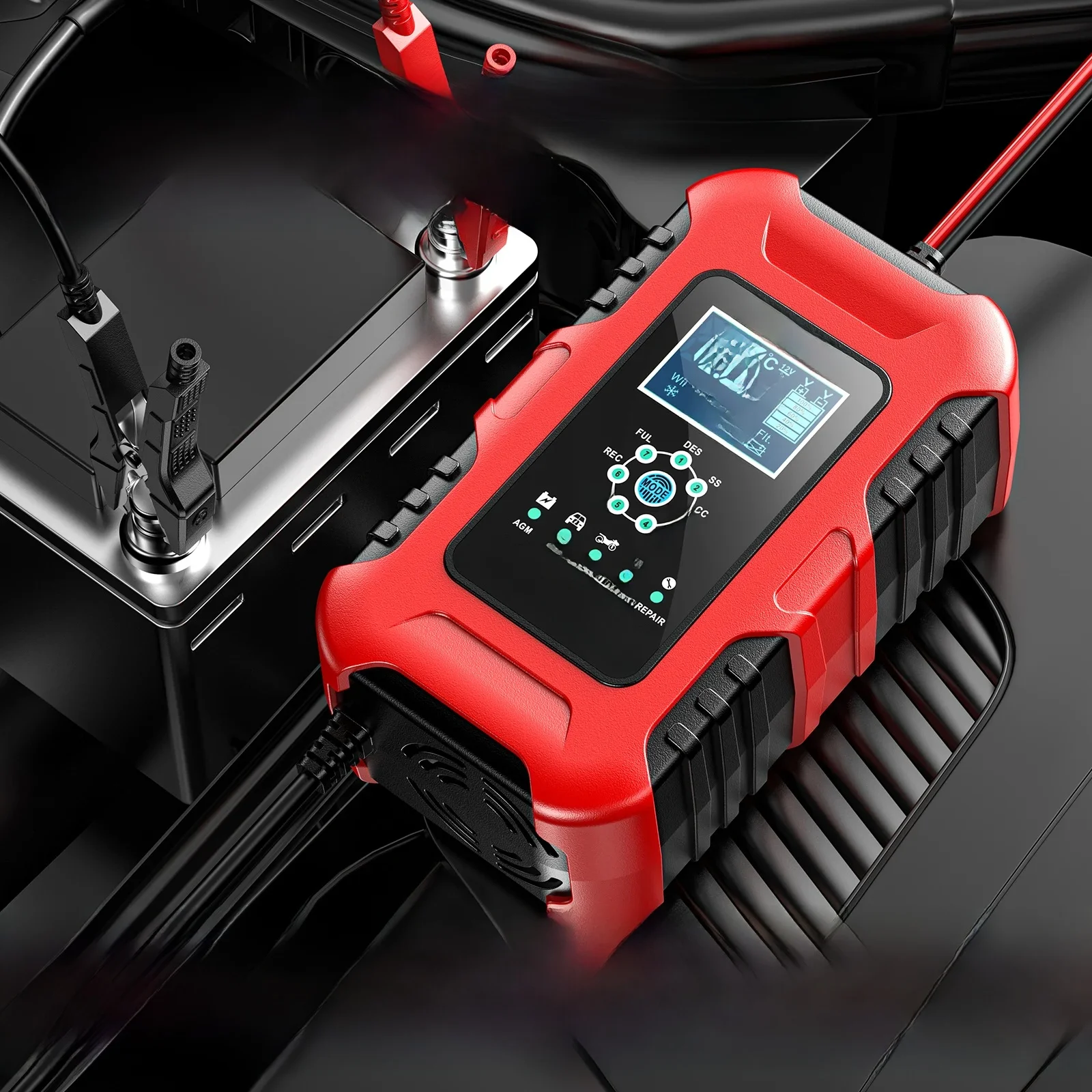 Chargeur de batterie de voiture avec affichage numérique, détection d'impulsion, réparation automobile, accessoires de voiture, 10A, 12V, 24V, 5A
