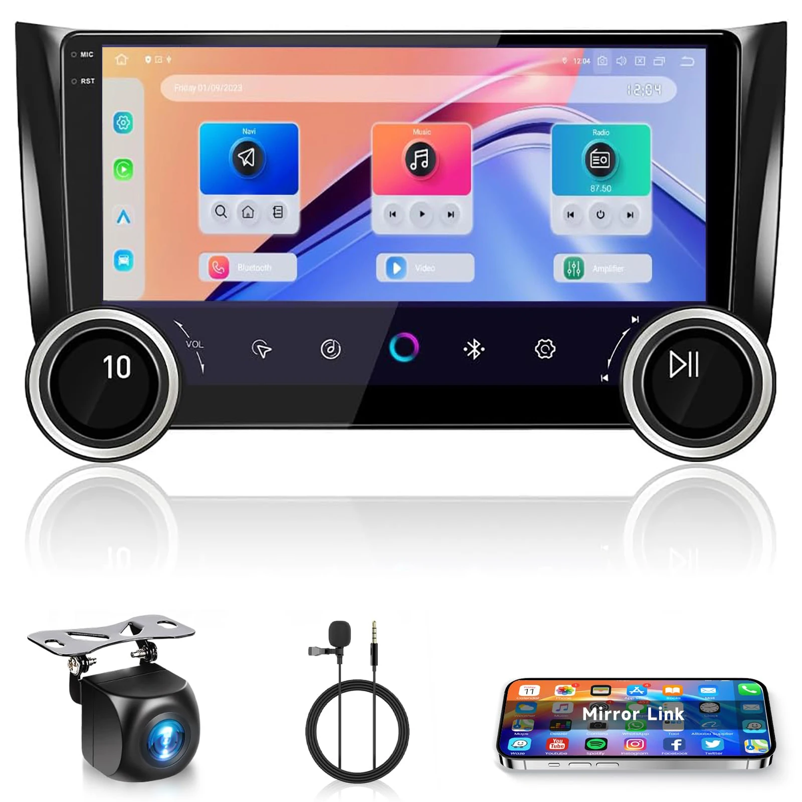 Dual Knobs Android Radio for Nissan Sentra Sylphy 2013-2017 with Wireless Carplay&Android Auto,2G RAM 64G ROM Android Car Stereo
