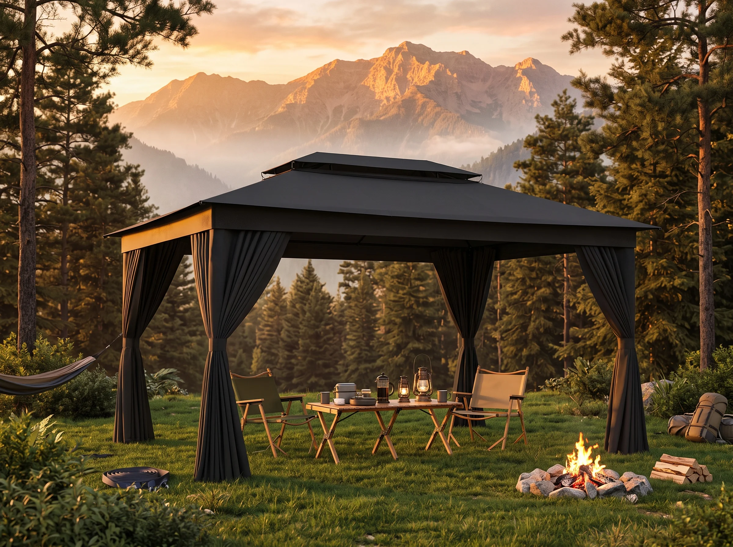 10x15FT Gazebo Metal Frame Canopy Tent, Vented Double Roof, Gray | Outdoor Party Tent, Heavy Duty Steel Frame, Rust-Resistant, Vented Soft Top, for Patio, Pool, Garden, Wind-Resistant