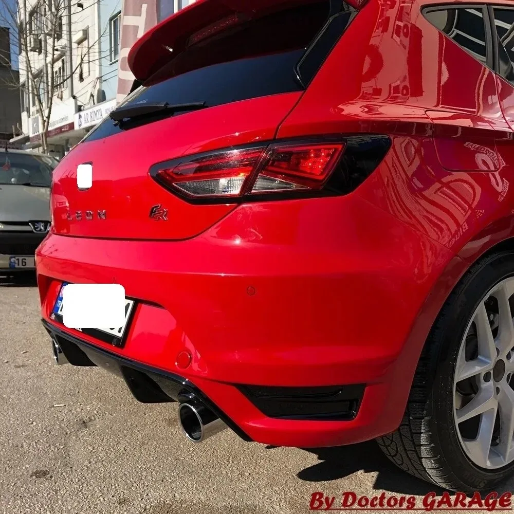 Rear Bumper Diffuser For  Seat Leon MK3 2013 - 2019 Model Black 2 Exhaust Exit Body Kit  Sport Auto Car Accessory