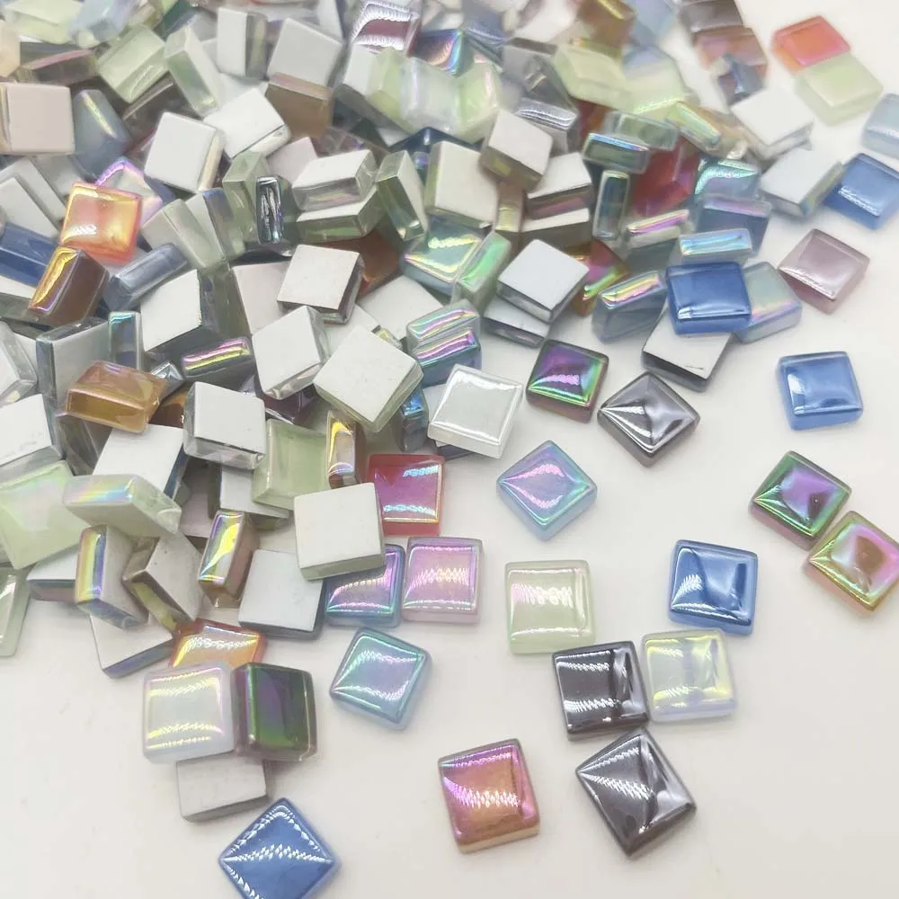 100 Stück glänzende Glasur, Glasmosaikfliesen, quadratisch, zum Basteln von Fliesen, Mosaikherstellungsmaterialien, Mosaikherstellung