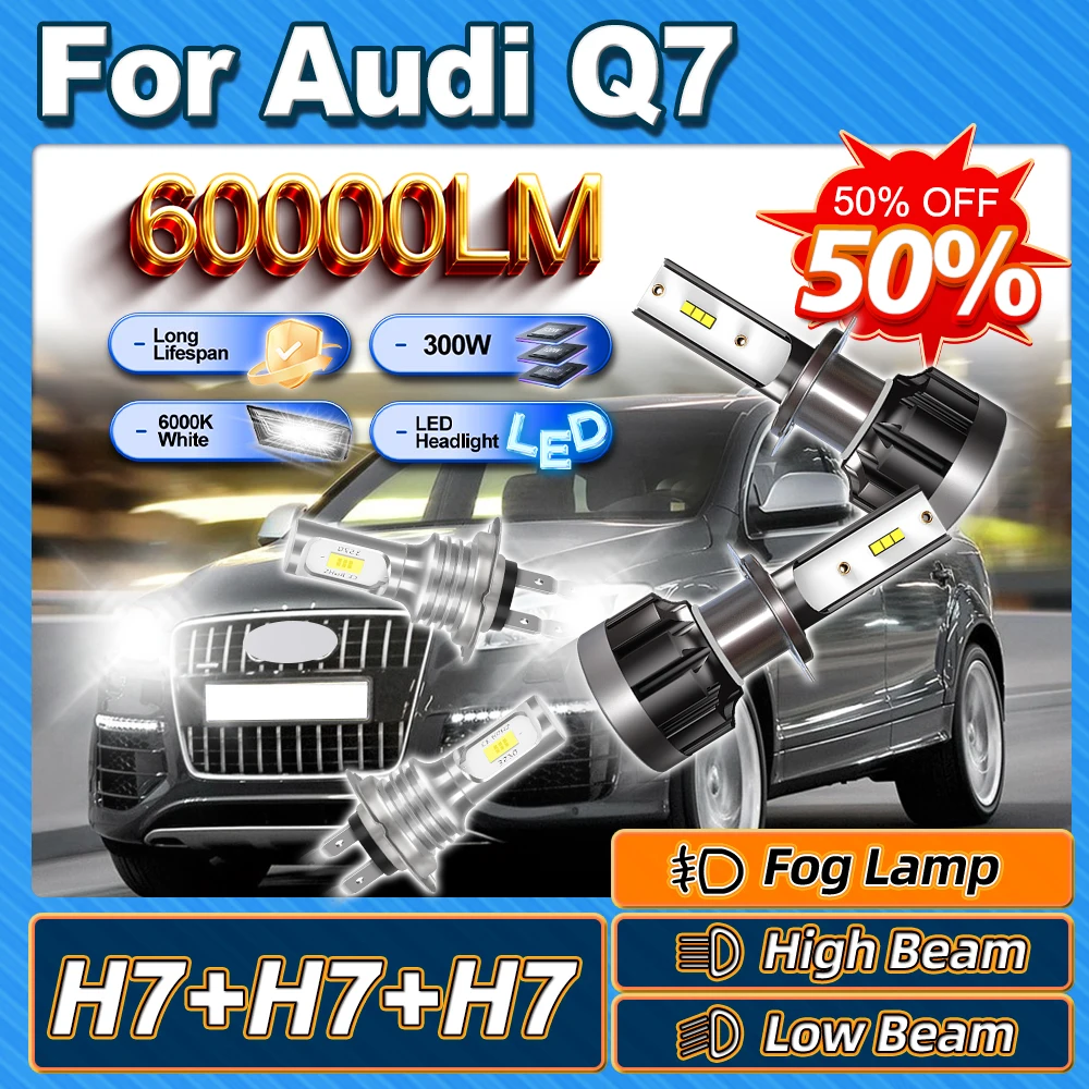 

For Audi Q7 2007 2008 2009 300W H7 High Low Beam Headlight Bulb H7 Fog Light 12V Canbus No Error 6000K Easy To Install Mini 24V