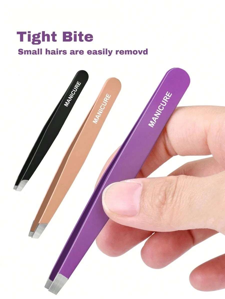 1/4pcs Stainless Steel Tweezers Kit Eyebrow Eyelash Tweezers with Storage Bag Hair Removal Tweezers for Beauty Salon&Home Use