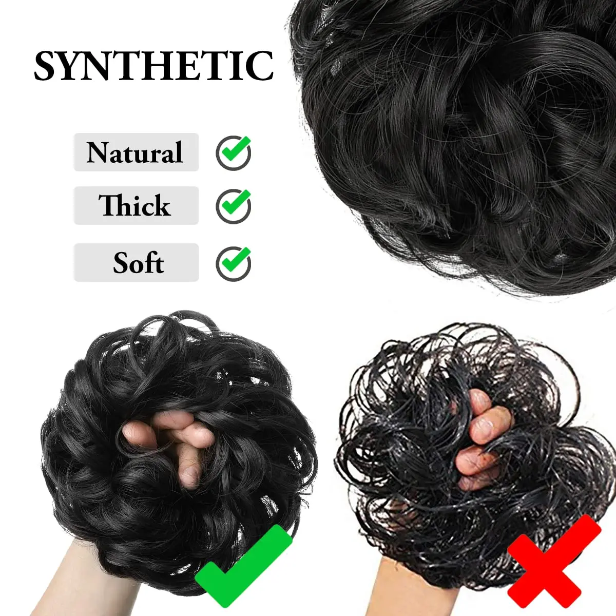 Messy Bun Hair Piece Hair Bun Scrunchies Synthetic Medium Brown Wavy Curly Chignon Ponytail Hair Extensions Thick Updo