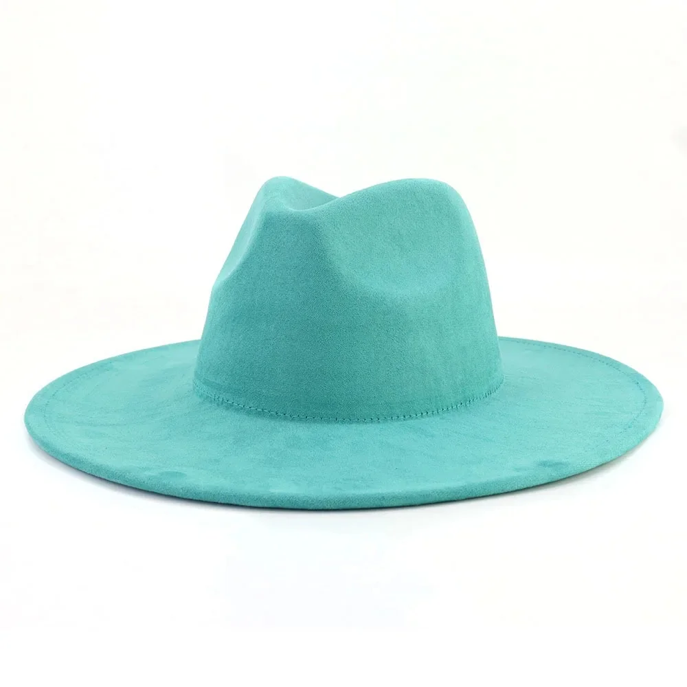 Wegański zamszowy kapelusz fedora wielokolorowy top w kształcie serca 9,5 cm rondo jazzowy kapelusz panama dla mężczyzn i kobiet chapeau femme — zdjęcie 2