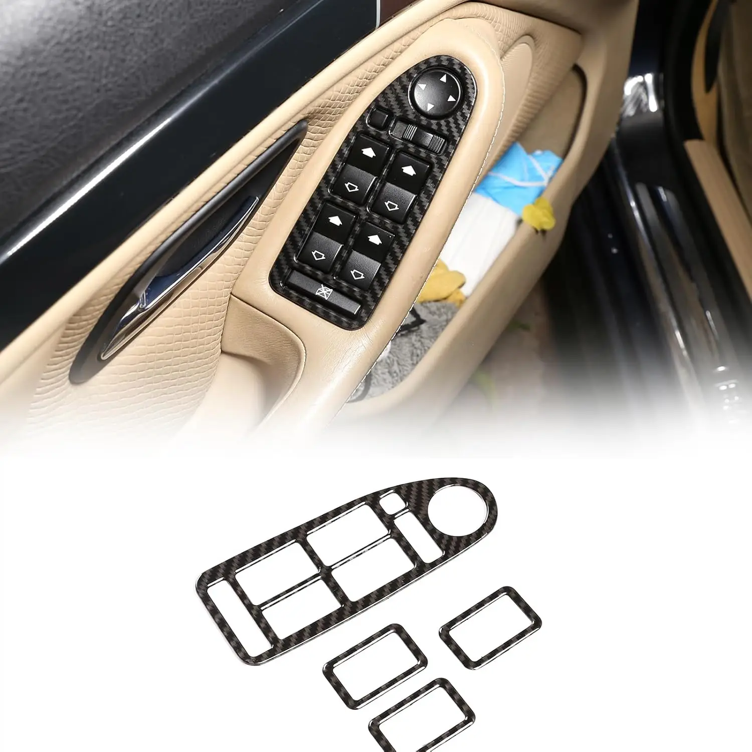

Car Door Window Glass Lift Switch Frame Cover Trim For BMW 5 Series E39 1996-2003 Carbon Fiber ABS Plastic Interior Accessories