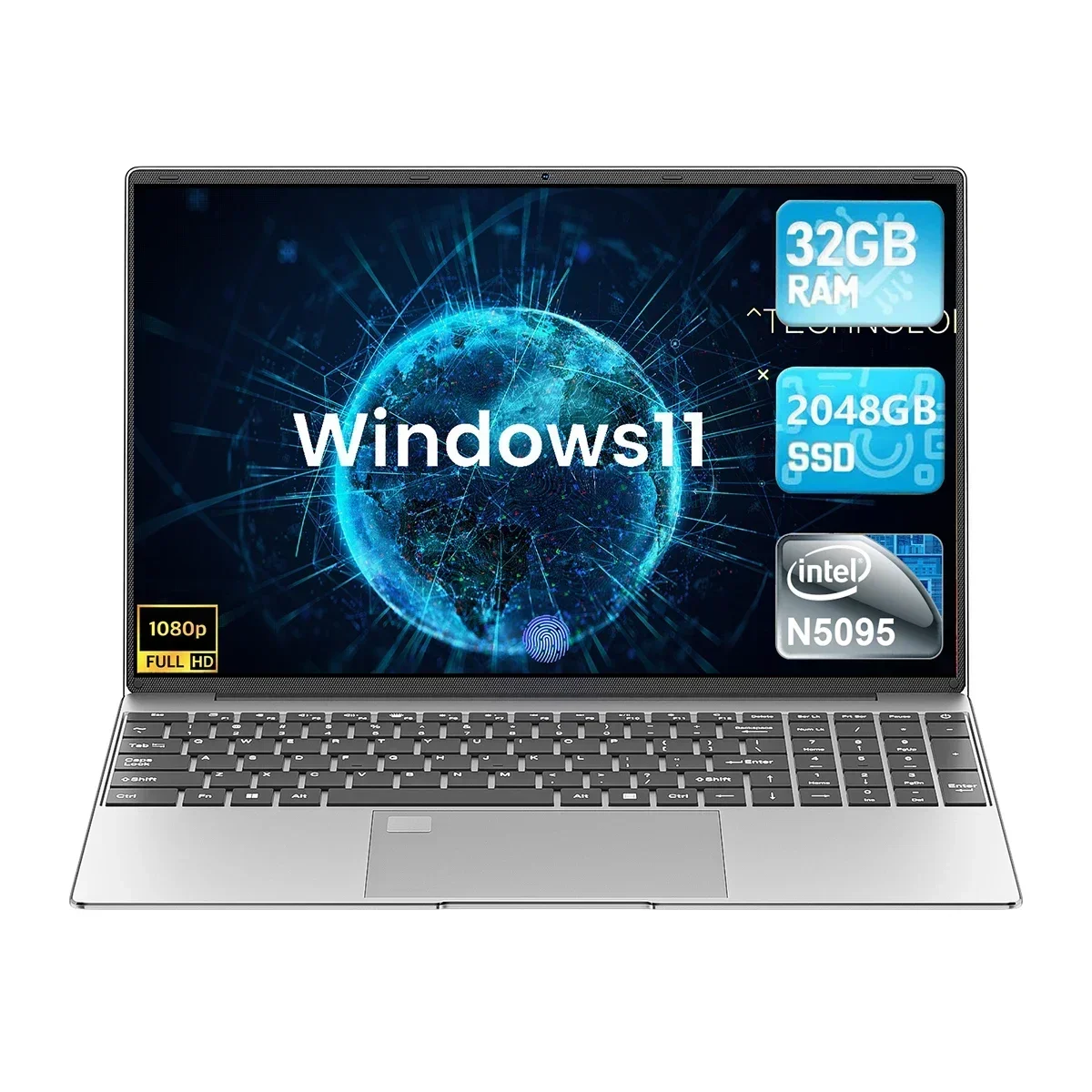 15.6 "คอมพิวเตอร์โน้ตบุ๊ค 32GB Ram DDR4 2TB SSD พร้อมลายนิ้วมือ Backlit แบบพกพาแล็ปท็อป PC Gaming Intel UHD กราฟิก HD 480P สีชมพู