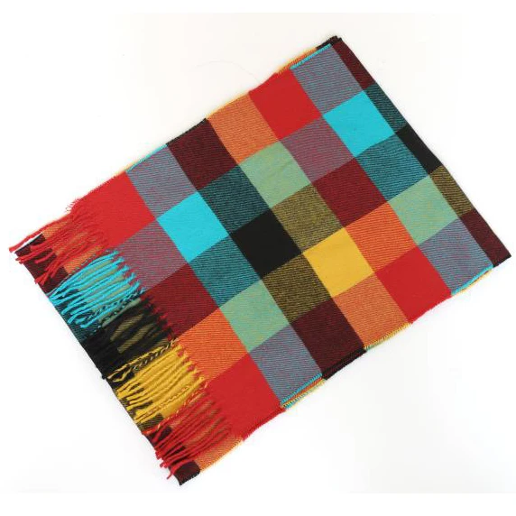 2024 Winter Plaid Warm Scarf Women Cashmere Shawl and Wraps Pashmina Neckerchief Bufanda Female Rainbow Hairy Tessel Echarpe New