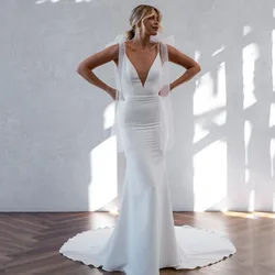 Msikoods Vintage Simple Wedding Dress 2025 Civil Women Summer Bridal Dress Backless Mermaid Wedding Brides Reception Dress