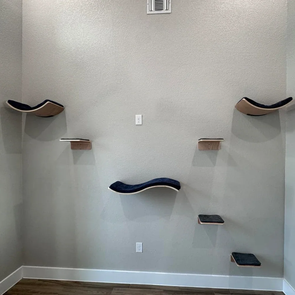 Katzen kletter regal Möbel Wand katzen hängematte und Holztreppe mit Kratz baum für Katzen