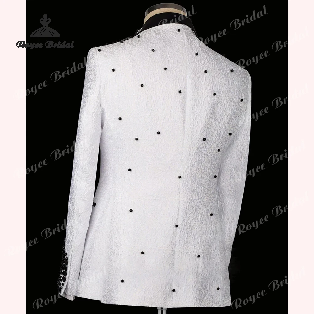 Luxury Two Piece Single Breasted Men's Suit Wedding 2026 Appliques Crystal Slim Fit Casual Evening Party costume homme mariage
