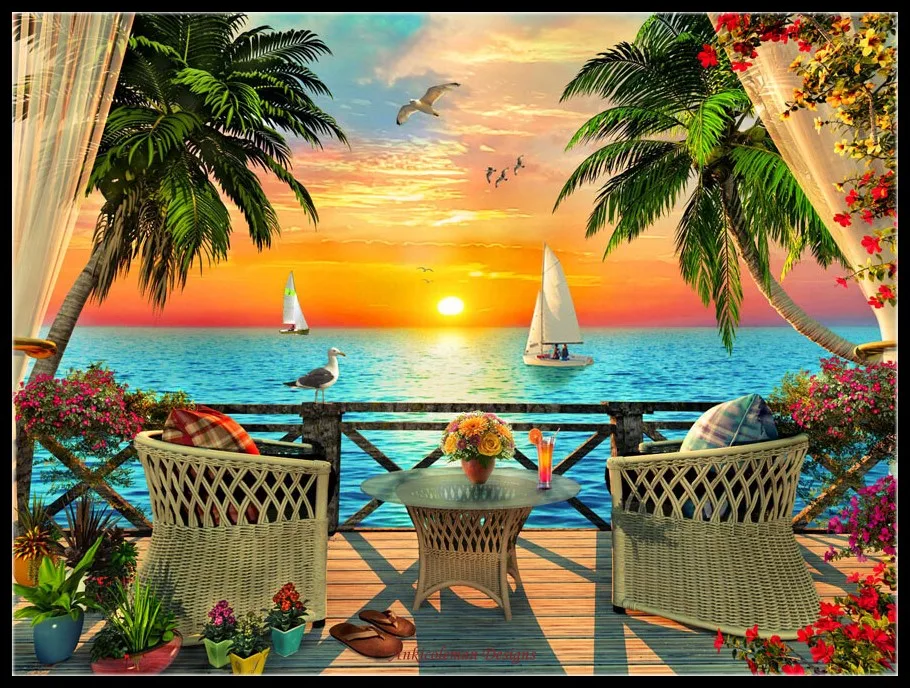 

Tropical Dreams - Counted Cross Stitch Kits - DIY Handmade Needlework Embroidery 14 CT Aida Sets DMC Color