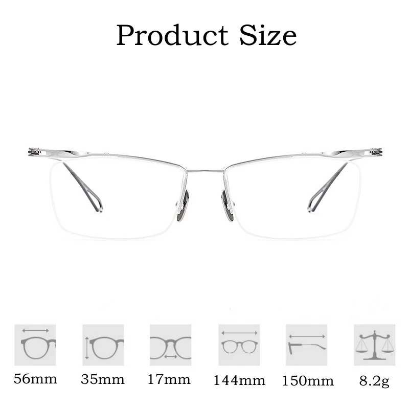 KatKani New Ultra-light 8g Luxury Brand Eyewear High-quality Business Pure Titanium Pptical Prescription Half-frame Glasses Men