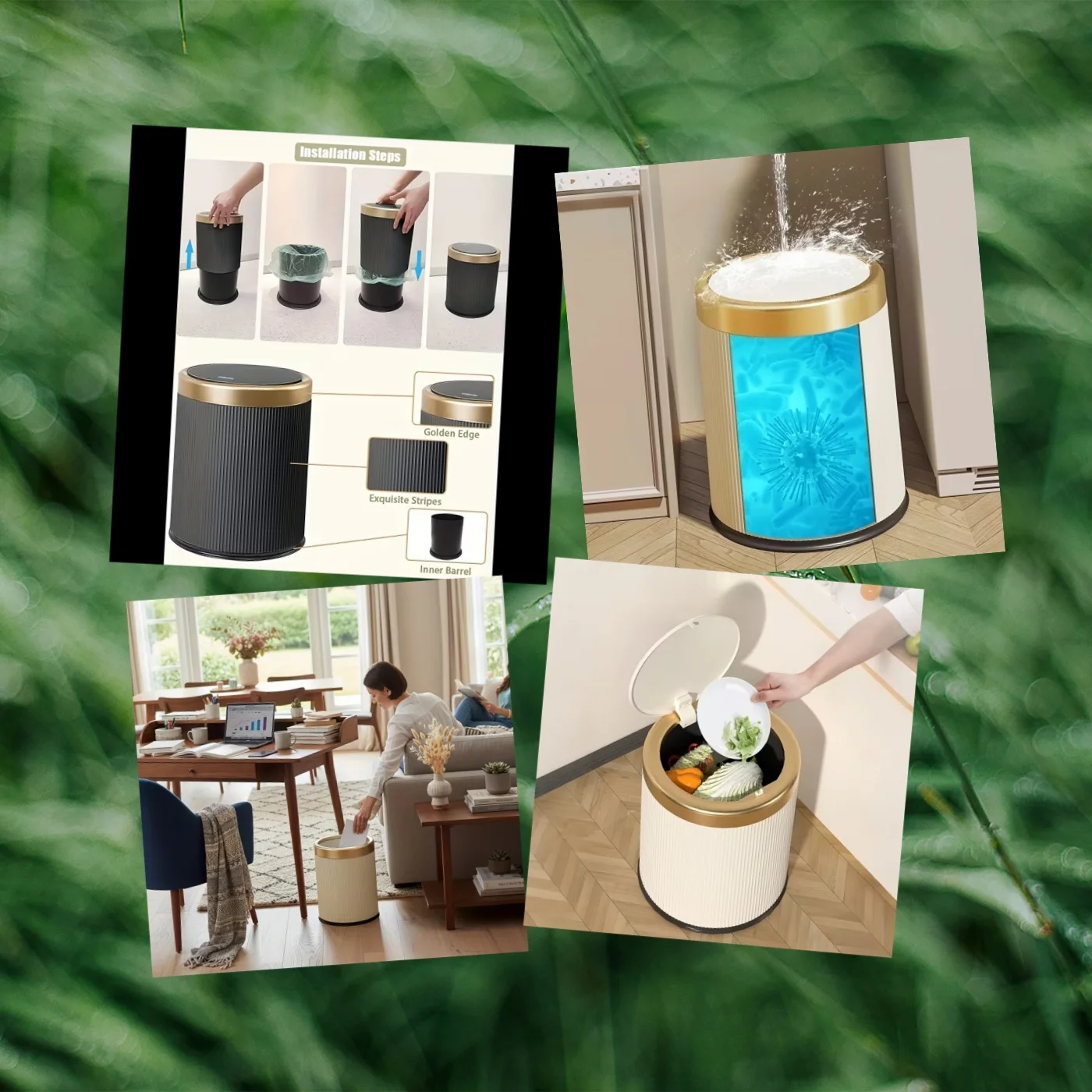 

Multi-Scene Household Press Type Garbage Bin, Dual Barrel Anti-Odor Dustbin with Cover for Living Room Kitchen Bathroom Toilet