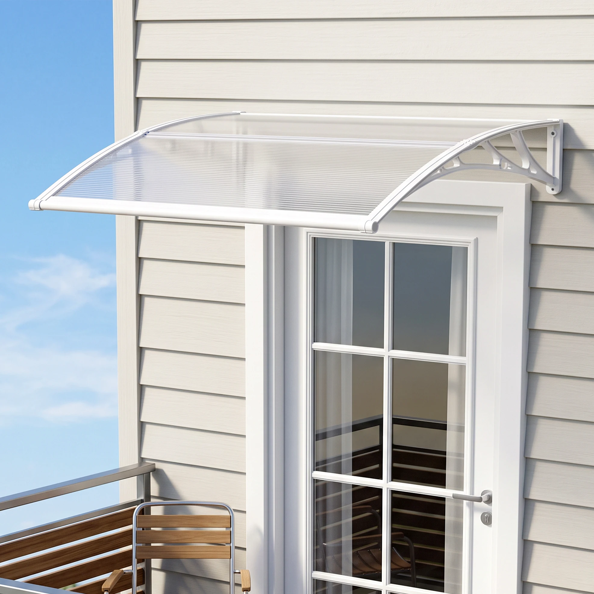 Awning for Door Entrance 32x40 Inch Durable Polycarbonate Canopy Waterproof UV Rain Snow Protection for Window Porch Patio Deck