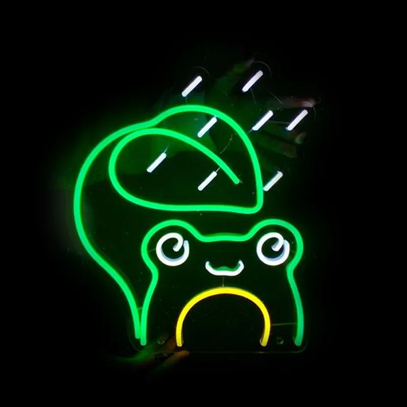 

Cute Toad Frog Neon Sign Light Neon Fashion Cute Glass Tube Neon Rain Wall light Room Decor Neon Kids Interior Neon Light Anime