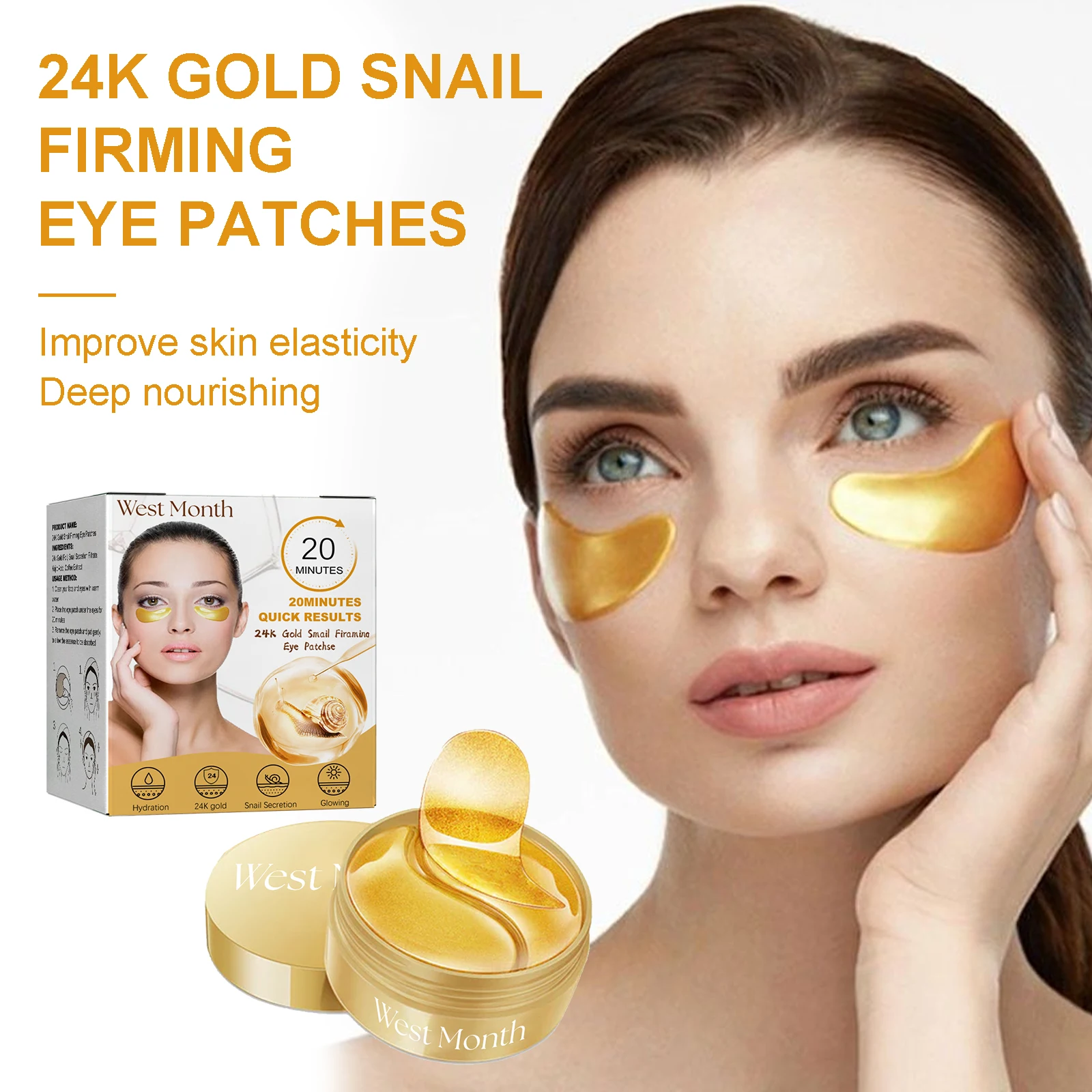 

Firming Eye Patch Repair Collagen Removal Dark Circles Reduce Fine Lines Improve Eye Bags Lifting 24k Gold Snail Eye Gel Pad