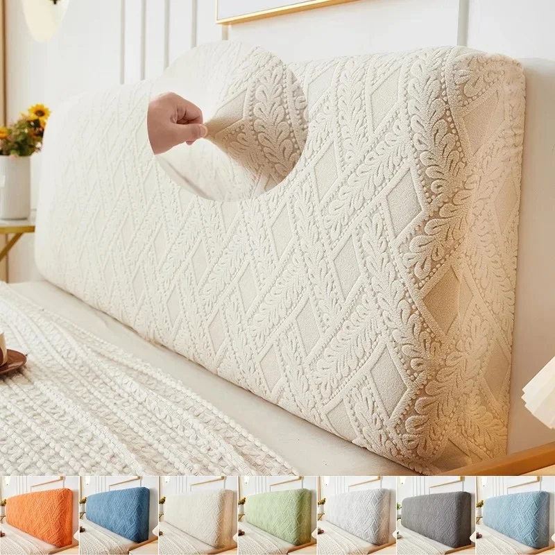 Housse de tête de lit Super douce, couleur unie, extensible, tout compris, Jacquard, protection contre la poussière, pour chambre à coucher