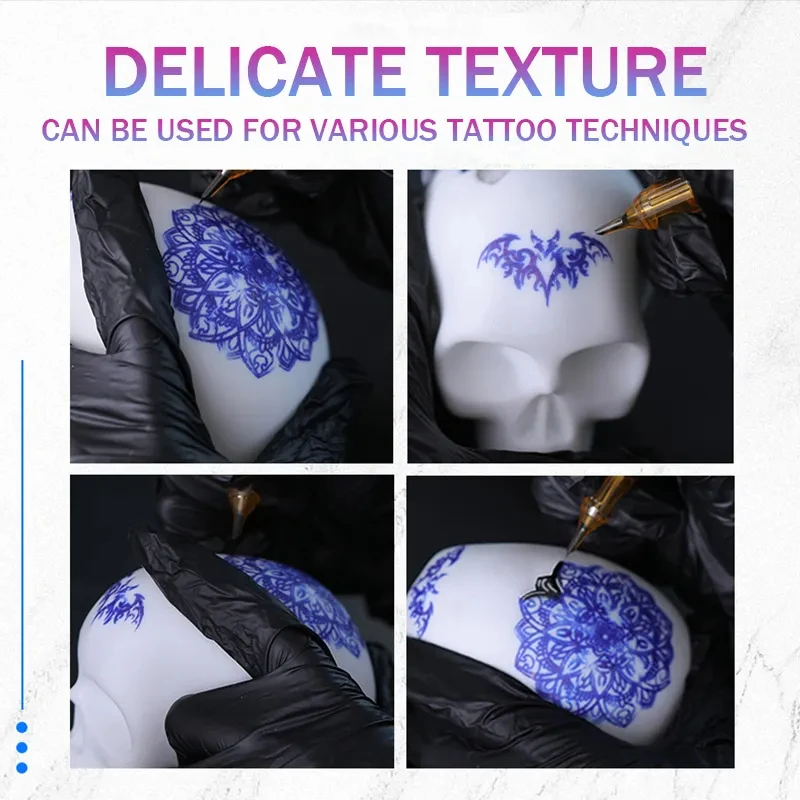 Skull Practice Leather Head 3D Rubber/ABS Plastic Skull Practice Skin For Tattoo Artists and Beginners Doing Practise