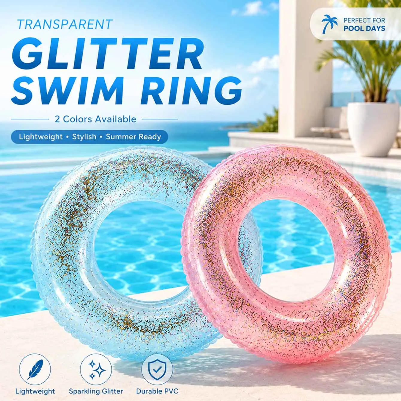 

1PC Swim Rings,Inflatable Pool Float Swimming Pool Float Tube Round Shaped Swimming Tube Water Fun Beach Pool Toys